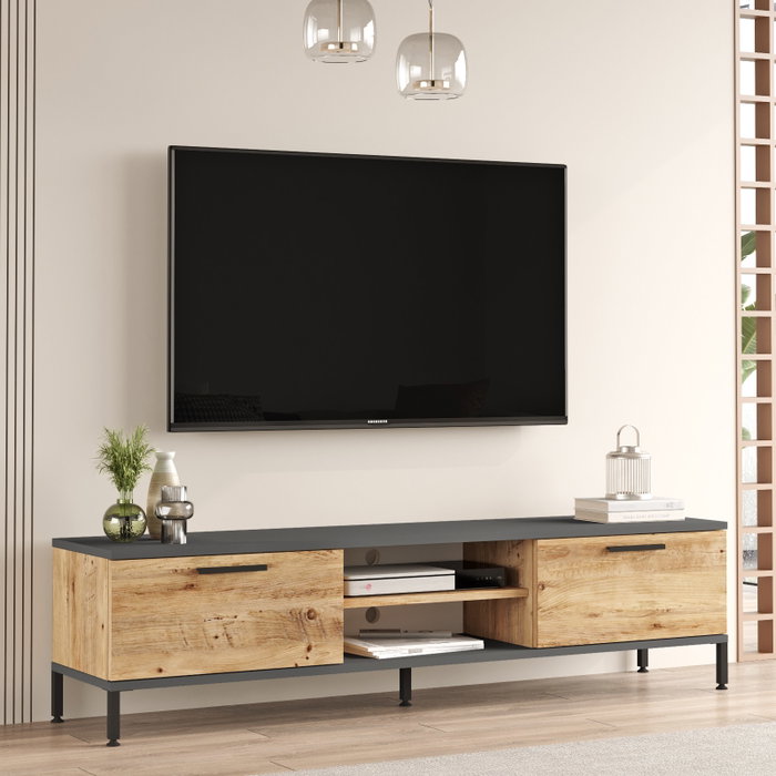 Hanah Home RL1-AA Mueble de TV Pino Atlántico y Antracita 160cm